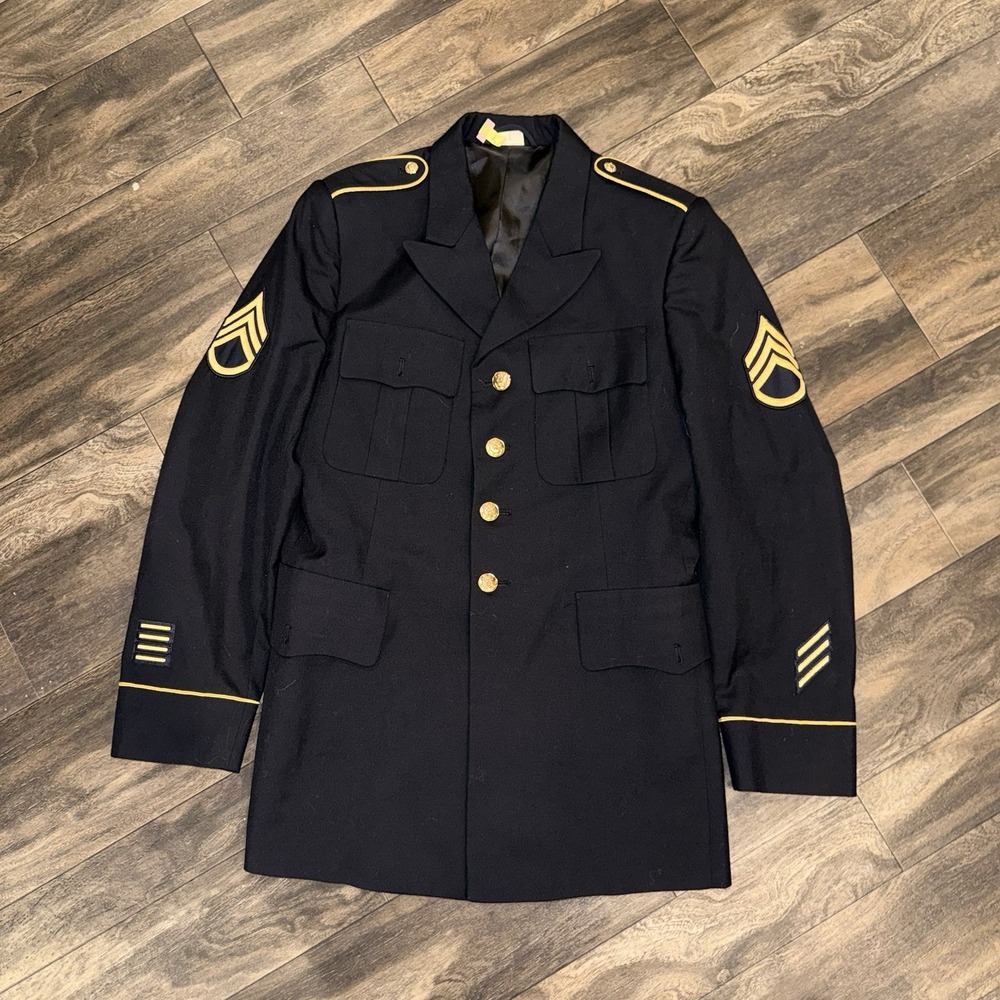 US Army Service Uniform ASU Dress Blue Enlisted Coat Men's Size 39LC Military